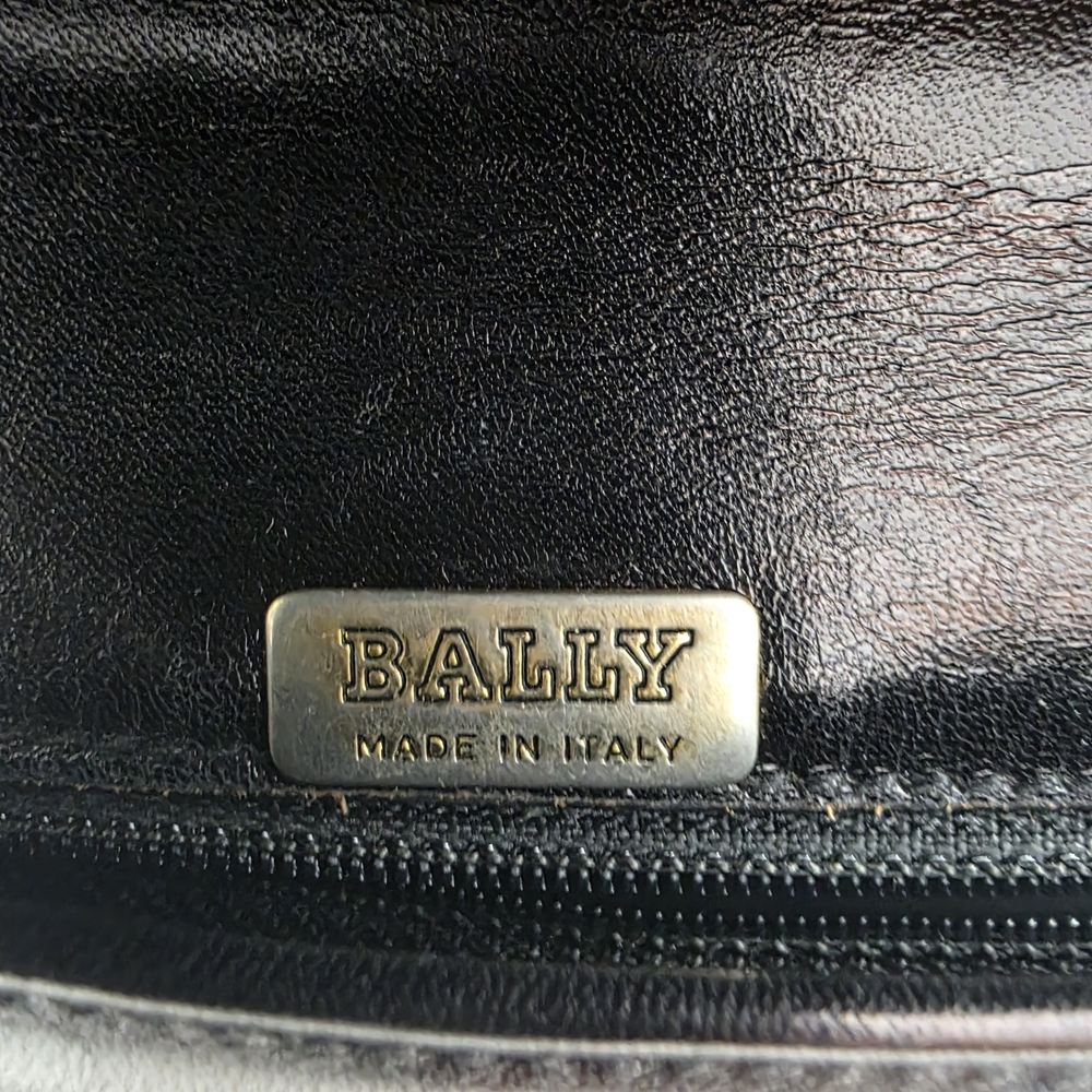 BALLY Black Leather Top-Handle Satchel with Gold Accent. Made In Italy. - Picture 4 of 4